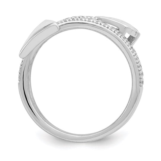 Exclusive Polished CZ Arrow Ring - Stylish Rhodium-Plated Sterling Silver