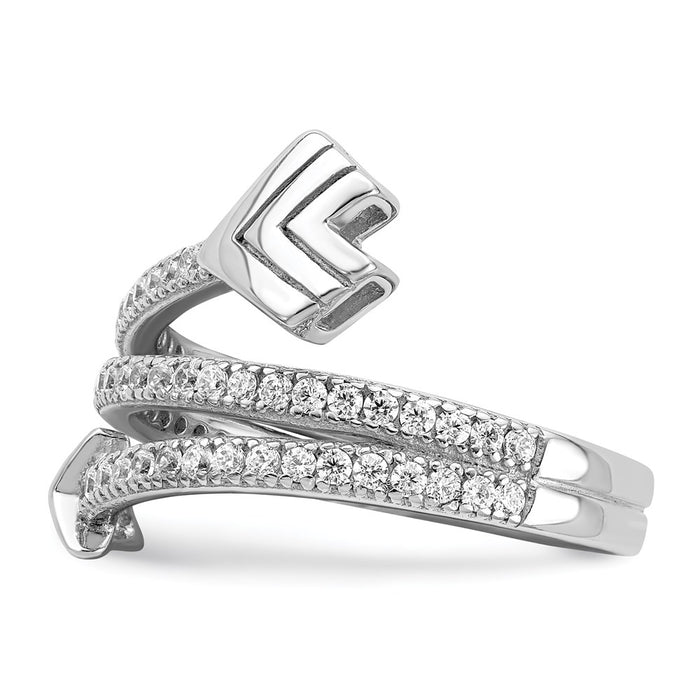 Exclusive Polished CZ Arrow Ring - Stylish Rhodium-Plated Sterling Silver-3