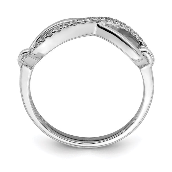Rhodium-Plated Sterling Silver Infinity Ring with 20 CZ Stones