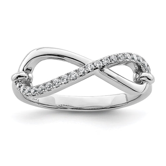 Shop Exclusive Rhodium-Plated Sterling Silver Infinity Ring with 20 CZ Stones