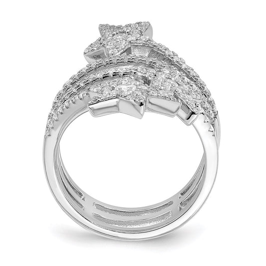 Order Stylish Rhodium-Plated Sterling Silver Star Ring with Cubic Zirconia