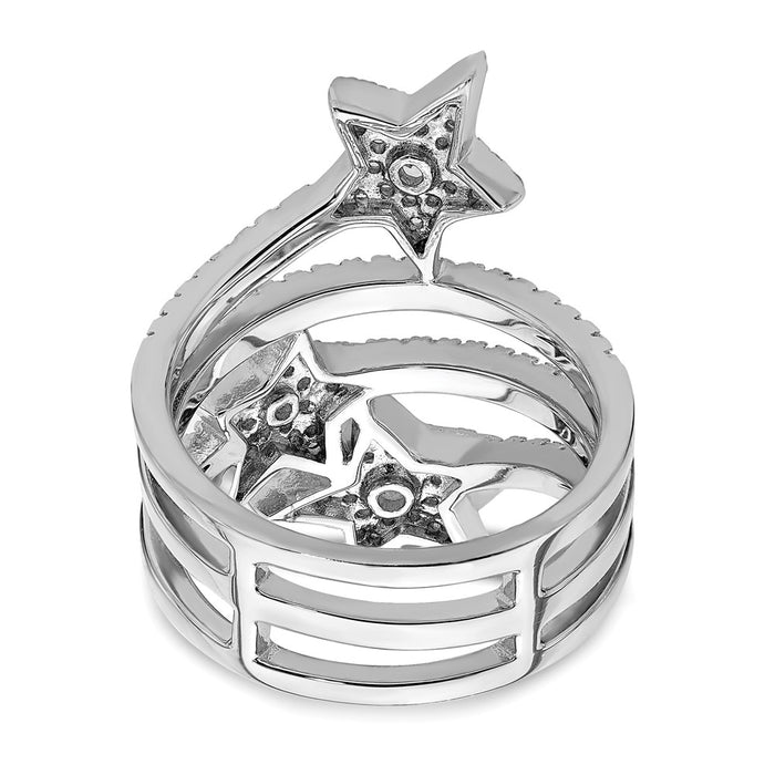 Order Stylish Rhodium-Plated Sterling Silver Star Ring with Cubic Zirconia-5