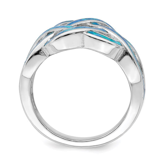 Exclusive Sterling Silver Celtic Knot Ring with Blue Opal Inlay - Affordable Luxury