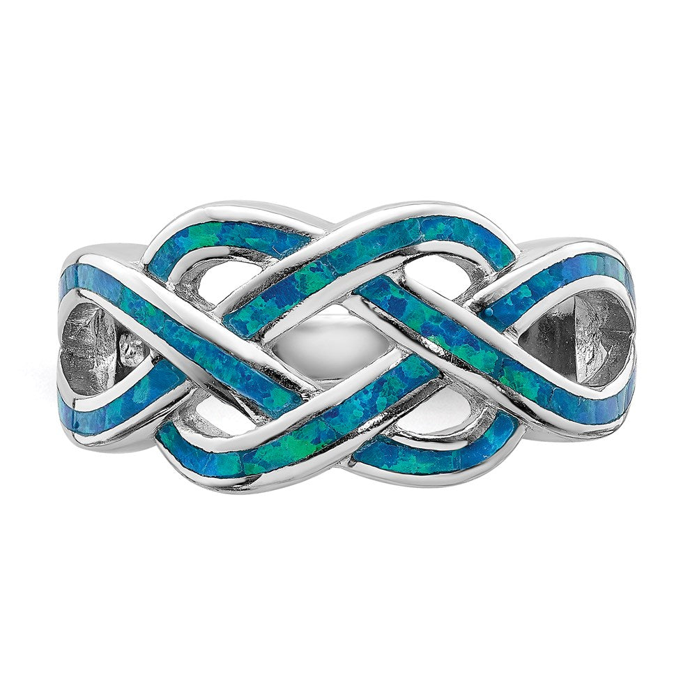 Buy Exclusive Celtic Knot Ring - Rhodium-Plated Silver, Blue Opal Inlay, Stylish Design