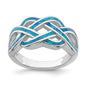 Designer  Sterling Silver Rhodium-Plated Celtic Knot Ring with Opal Inlay - Stylish Value-1