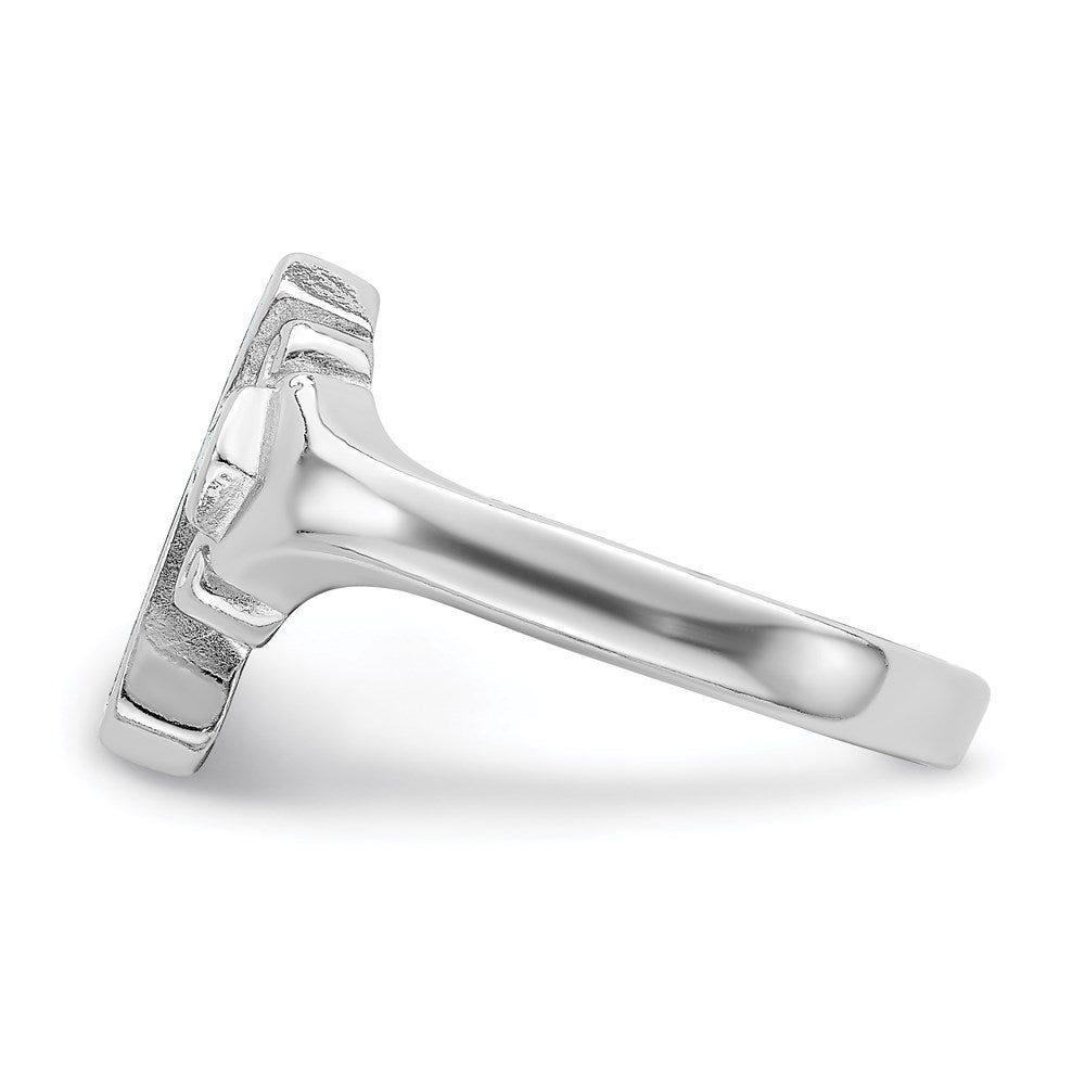 Exclusive Rhodium-Plated Sterling Silver Opal Cross Ring | Stylish  Blue Inlay