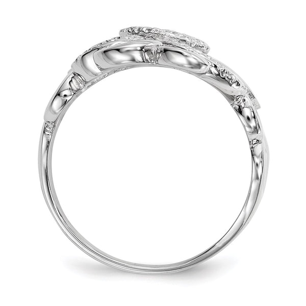 Polished & Textured Circles Ring in Rhodium-Plated Silver