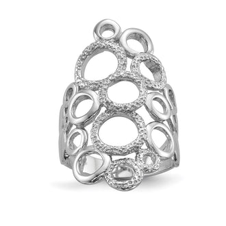 Exclusive Polished & Textured Circles Ring in Rhodium-Plated Silver - Stylish Value!
