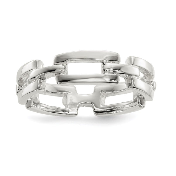 Polished Sterling Silver Elegant Link Ring