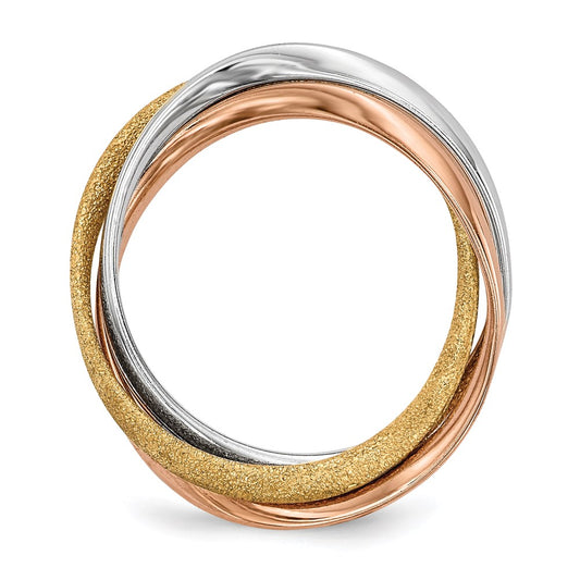 Shop Stylish Intertwined Sterling Silver Ring with Gold & Rose Gold Plating
