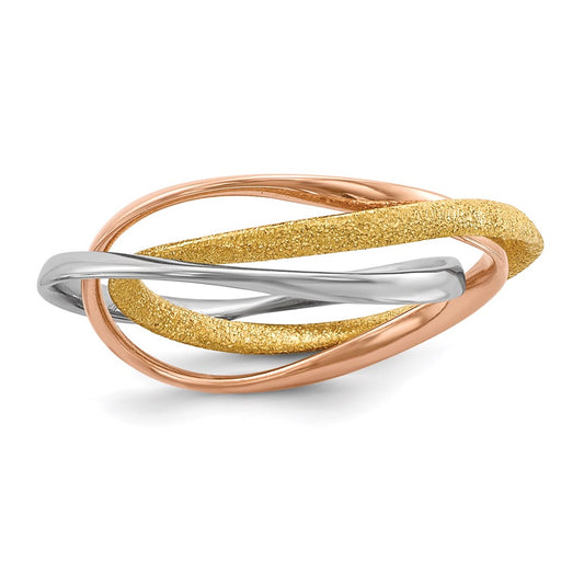 Buy Stylish Intertwined Ring: 14K Gold & Rhodium Plated Sterling Silver