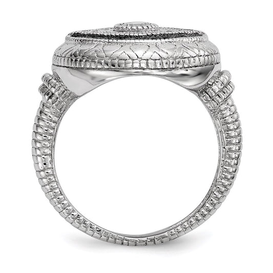 Shop Stylish Rhodium-Plated Sterling Silver Evil Eye Ring with CZ, 14K Luxury
