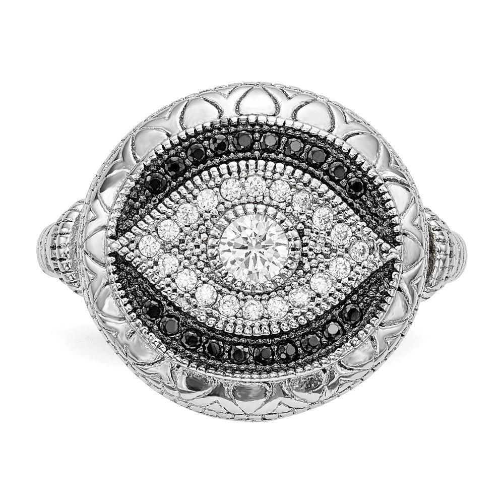 Shop Exclusive Rhodium-Plated Sterling Silver Evil Eye Ring | Stylish CZ