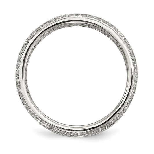 Exclusive Rhodium-Plated Sterling Silver Eternity Ring | Stylish CZ Design