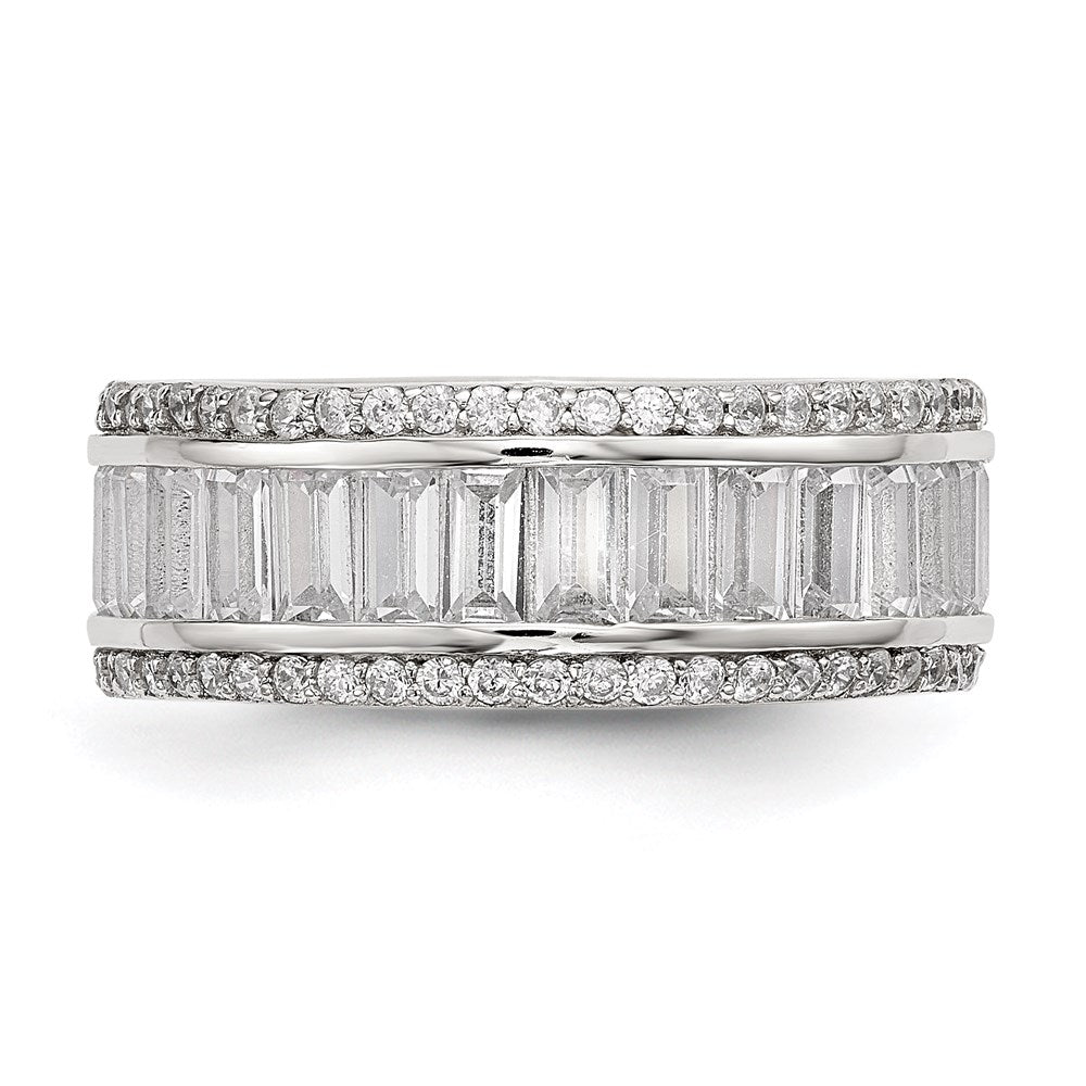 Exclusive Rhodium-Plated Sterling Silver Eternity Ring | Stylish CZ Design