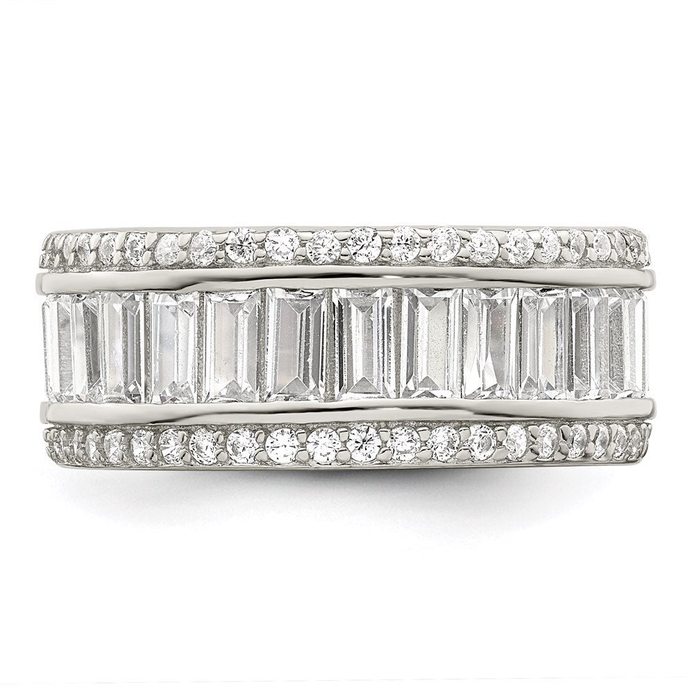 Exclusive Rhodium-Plated Sterling Silver Eternity Ring | Stylish CZ Design