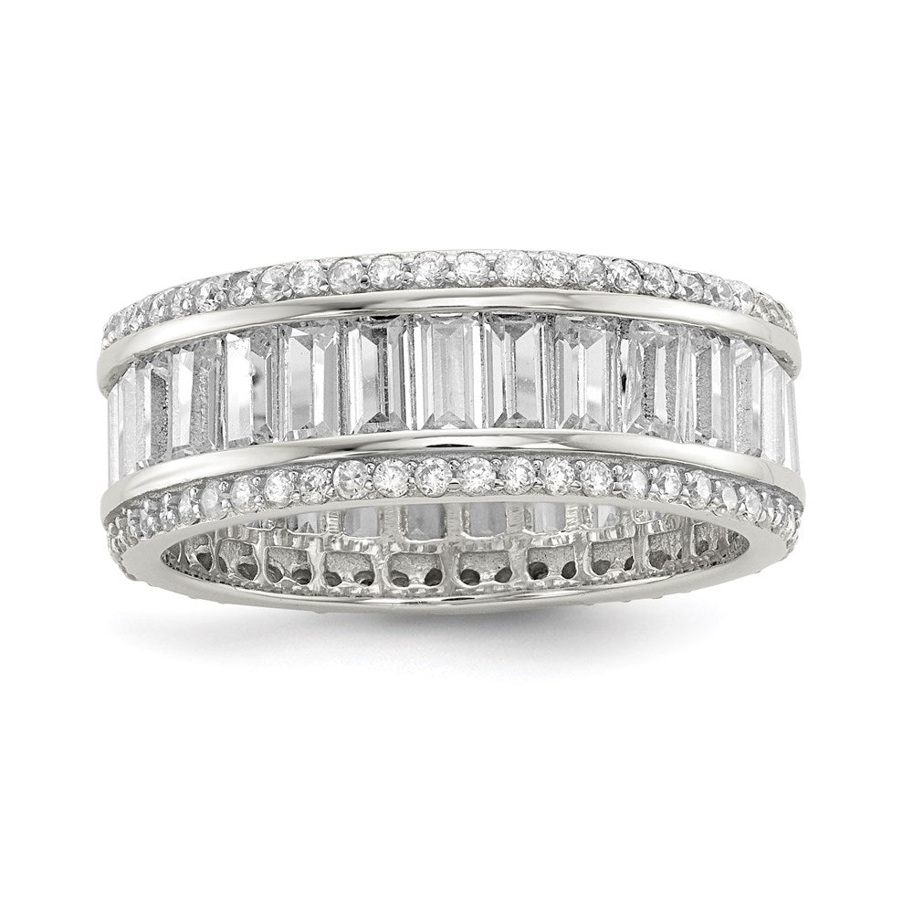 Exclusive Rhodium-Plated Sterling Silver Eternity Ring | Stylish CZ Design
