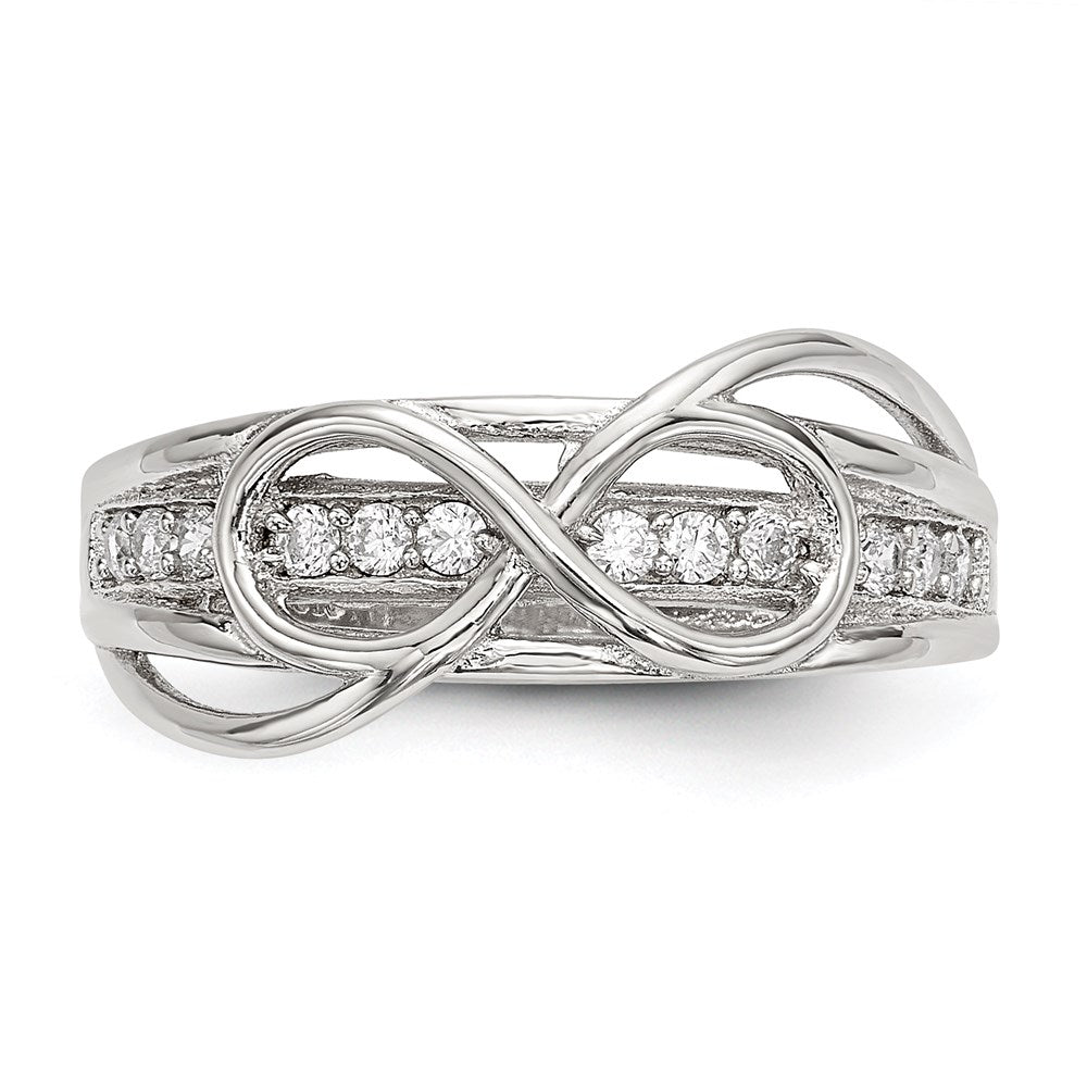 Shop Exclusive Rhodium-Plated Sterling Silver Infinity Ring - Stylish CZ Design