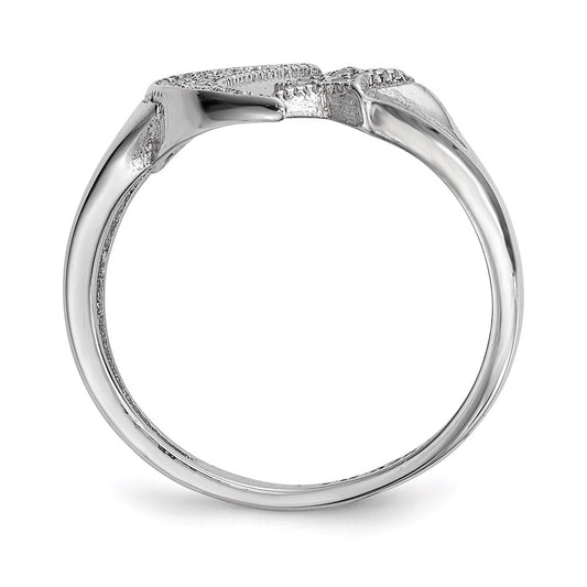 Shop Stylish Rhodium-Plated Sterling Silver Ring with CZ Moon & Star Design