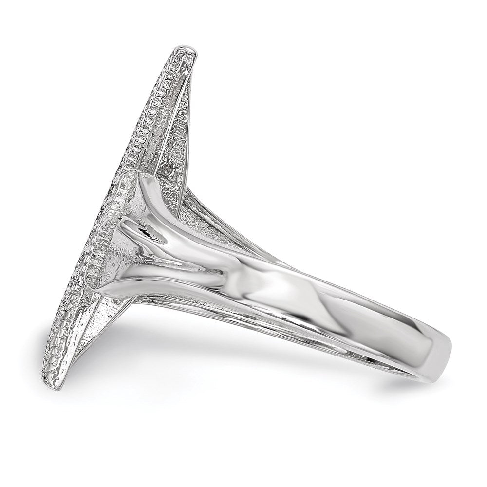 High-Quality Rhodium-Plated Sterling Silver Ring with CZ Moon & Star Design