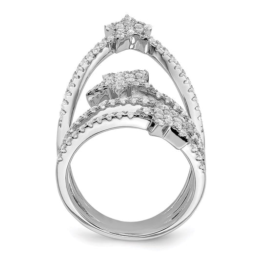 High-Quality Rhodium-Plated Sterling Silver Star Ring with Cubic Zirconia - Stylish Value!