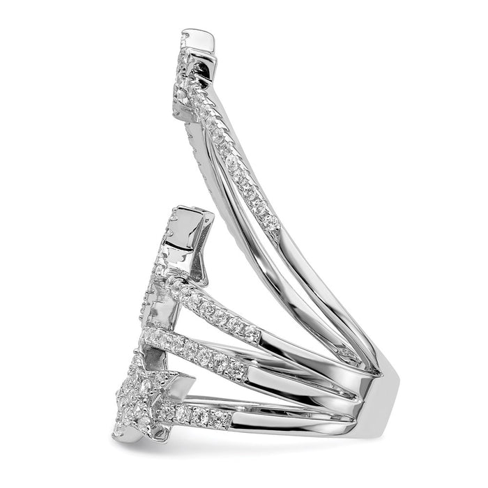 High-Quality Rhodium-Plated Sterling Silver Star Ring with Cubic Zirconia - Stylish Value!-3