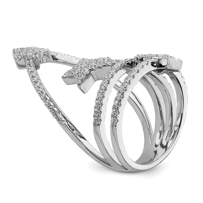High-Quality Rhodium-Plated Sterling Silver Star Ring with Cubic Zirconia - Stylish Value!-6