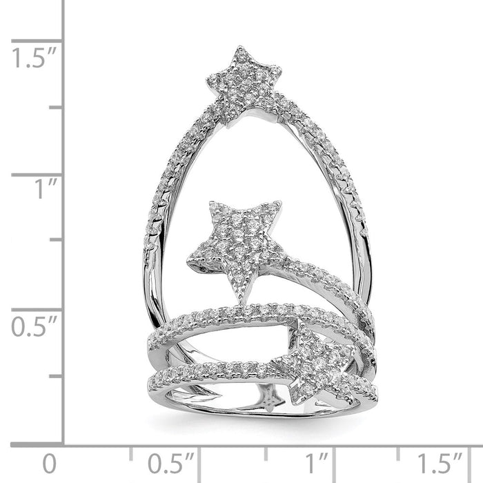 Exclusive Rhodium-Plated Sterling Silver CZ Star Ring - Stylish & Affordable!-8