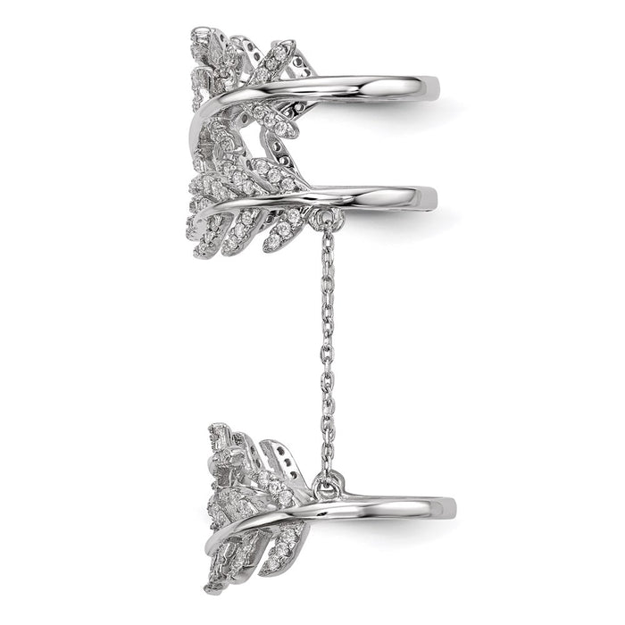Buy Stylish Rhodium-Plated Sterling Silver CZ Leaf Ring, Adjustable Design-3