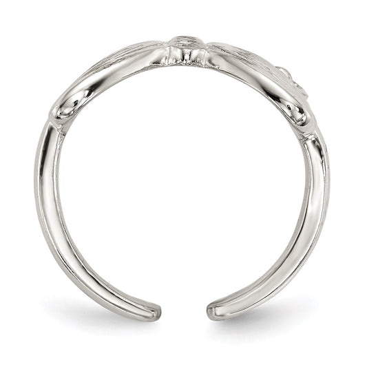 Shop Stylish Polished Sterling Silver Double Finger Ring with CZ Butterfly Design