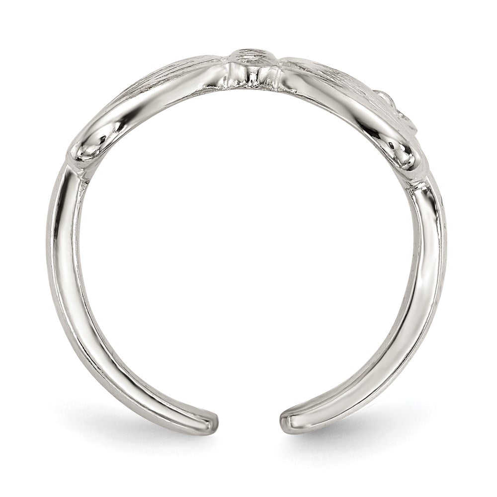 Shop Stylish Polished Sterling Silver Double Finger Ring with CZ Butterfly Design
