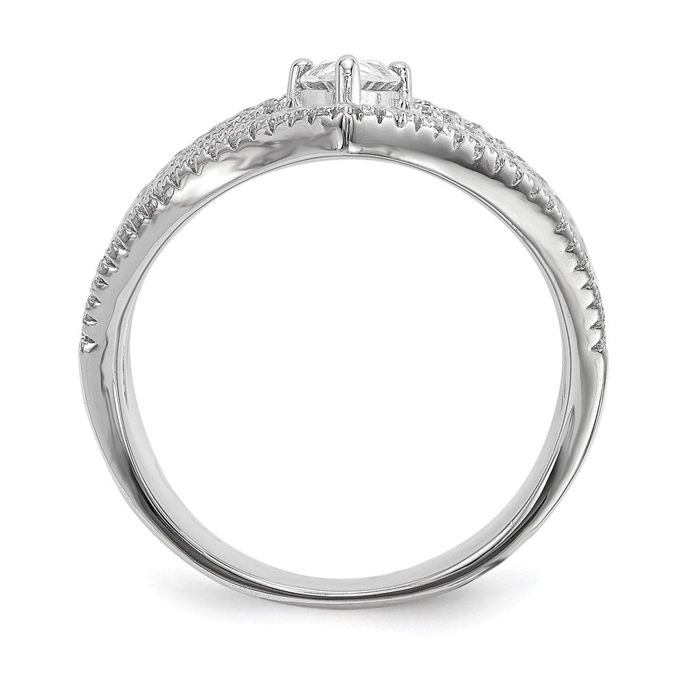Shop Exclusive Rhodium-Plated Sterling Silver Ring with Cubic Zirconia - Stylish Value!
