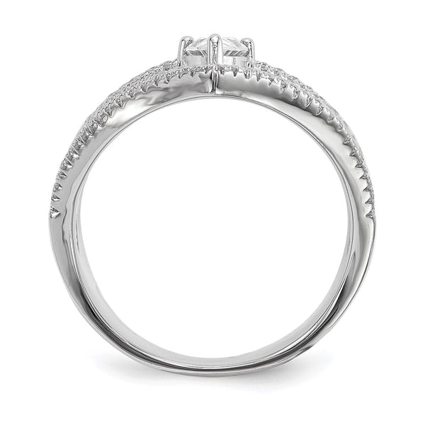 Rhodium-Plated Sterling Silver Ring with Cubic Zirconia