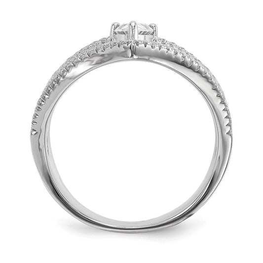 Shop Exclusive Rhodium-Plated Sterling Silver Ring with Cubic Zirconia - Stylish Value!