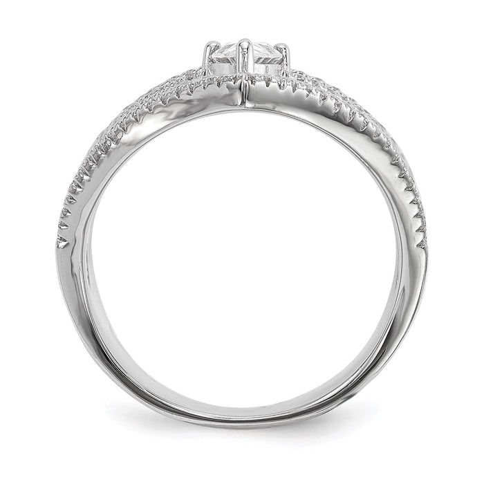 Shop Exclusive Rhodium-Plated Sterling Silver Ring with Cubic Zirconia - Stylish Value!-2