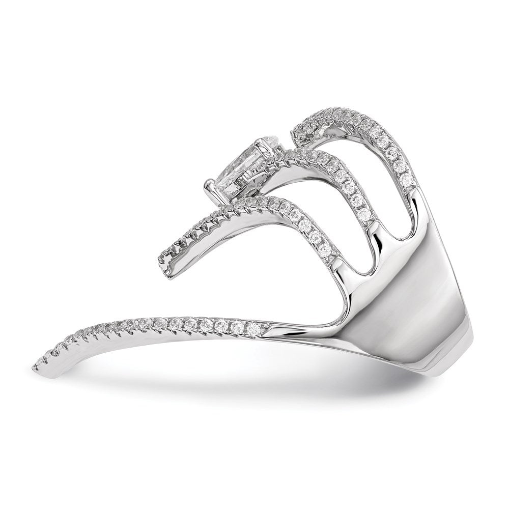 Shop Exclusive Rhodium-Plated Sterling Silver Ring with Cubic Zirconia - Stylish Value!