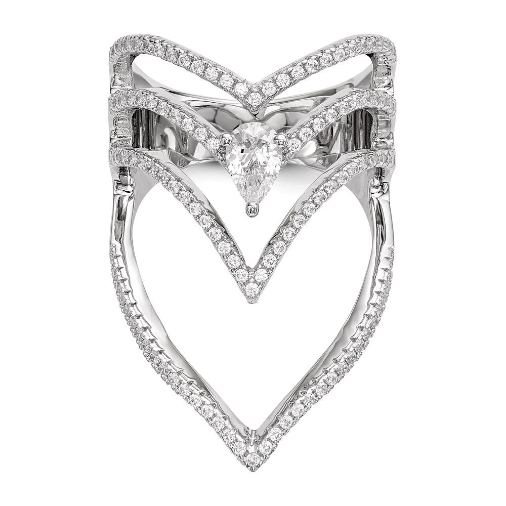 Shop Exclusive Rhodium-Plated Sterling Silver Ring with Cubic Zirconia - Stylish Value!