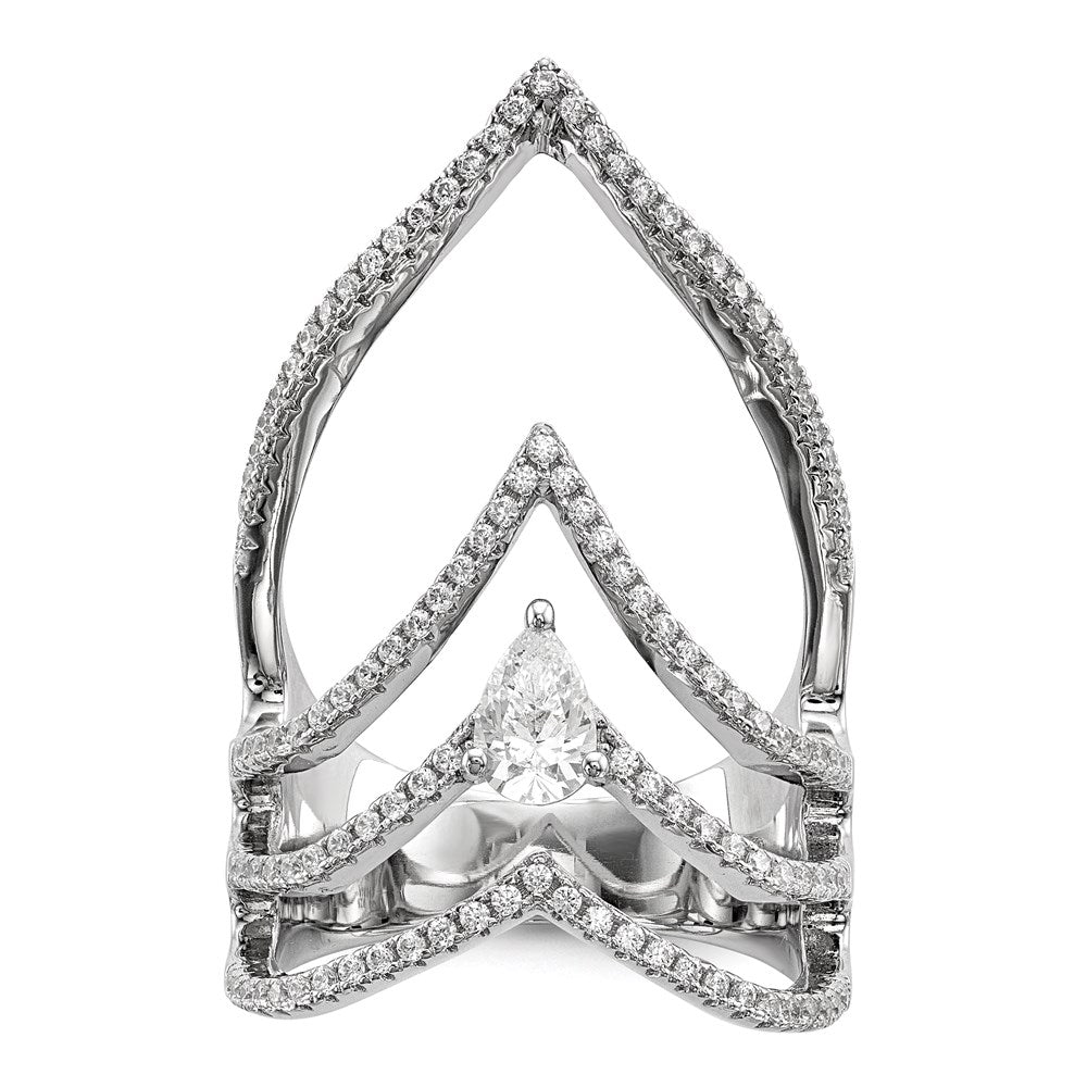Shop Exclusive Rhodium-Plated Sterling Silver Ring with Cubic Zirconia - Stylish Value!