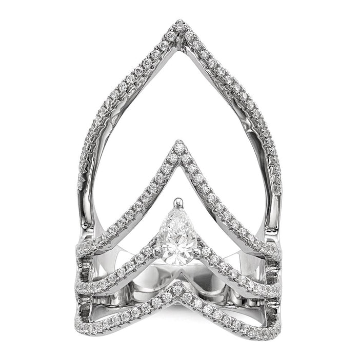 Shop Exclusive Rhodium-Plated Sterling Silver Ring with Cubic Zirconia - Stylish Value!-6