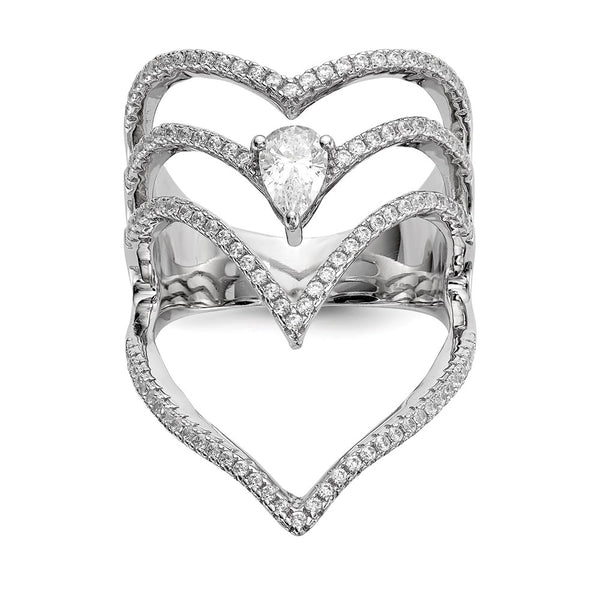Rhodium-Plated Sterling Silver Ring with Cubic Zirconia