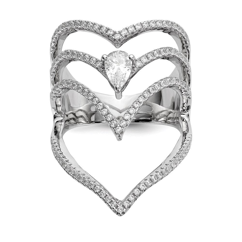 Shop Exclusive Rhodium-Plated Sterling Silver Ring with Cubic Zirconia - Stylish Value!