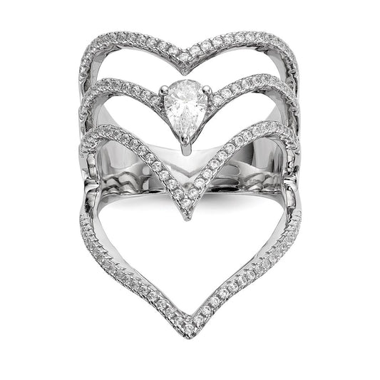 Shop Exclusive Rhodium-Plated Sterling Silver Ring with Cubic Zirconia - Stylish Value!