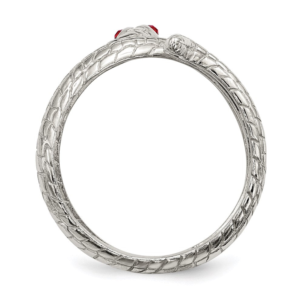 Exclusive Sterling Silver Snake Ring | Stylish Red Eye Crystal Accent