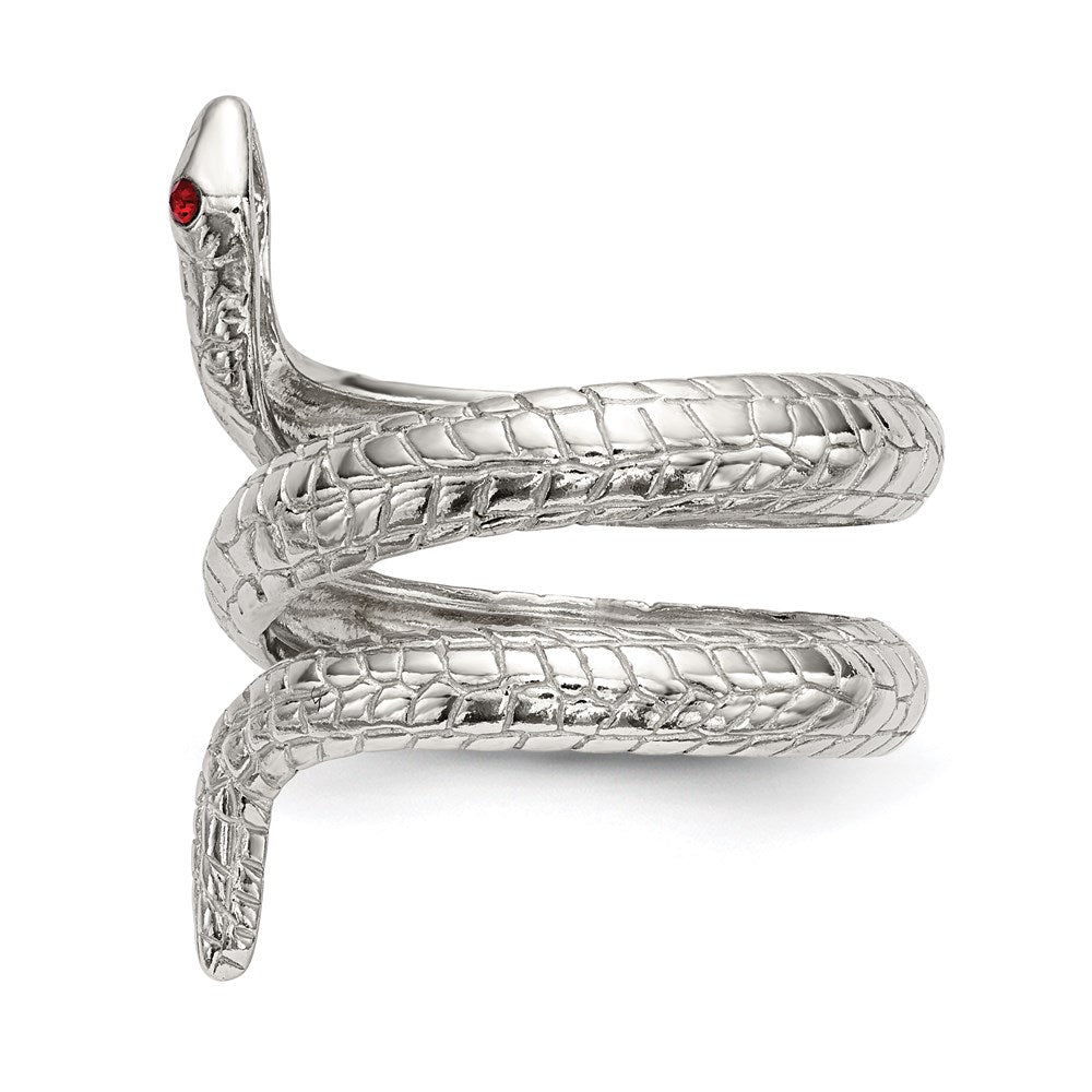 Exclusive Sterling Silver Snake Ring | Stylish Red Eye Crystal Accent