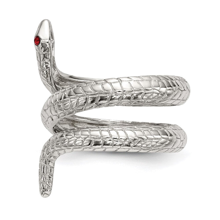 Exclusive Sterling Silver Snake Ring | Stylish Red Eye Crystal Accent-3