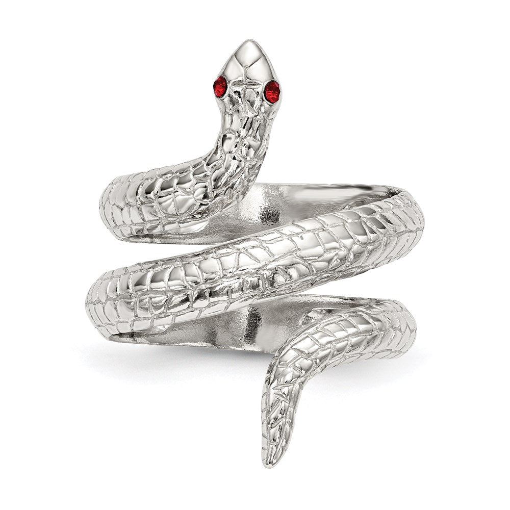 Exclusive Sterling Silver Snake Ring | Stylish Red Eye Crystal Accent