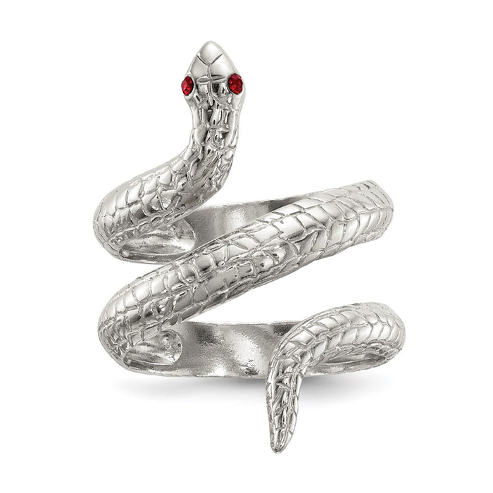 Buy Exclusive Sterling Silver Snake Ring with Red Eye Crystal Accent - Stylish Design-1