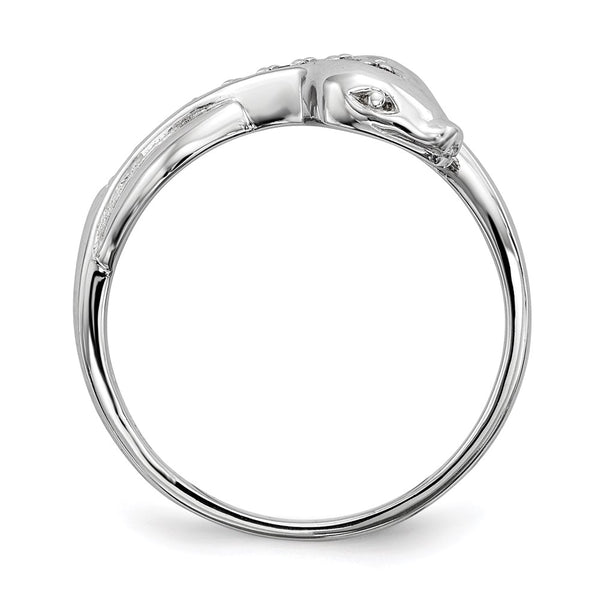 Rhodium-Plated Sterling Silver CZ Snake Ring