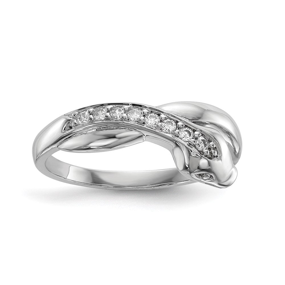 Shop Stylish Rhodium-Plated Sterling Silver CZ Snake Ring - Affordable Elegance!