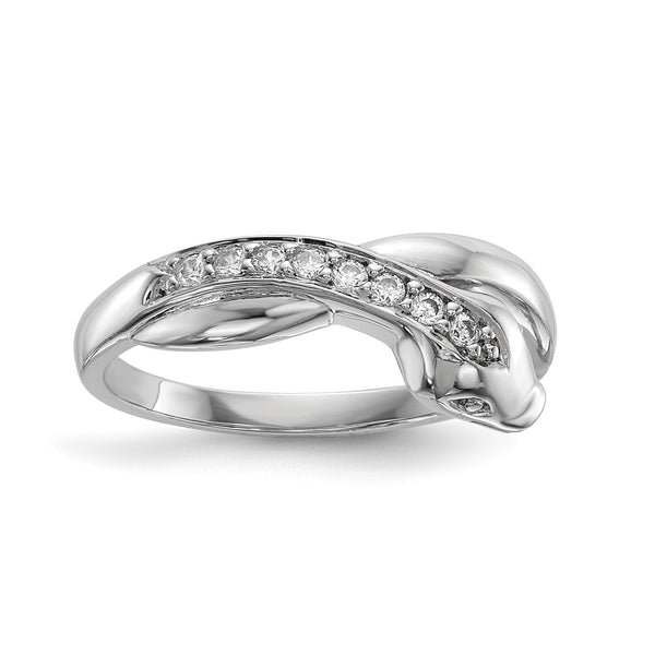 Rhodium-Plated Sterling Silver CZ Snake Ring